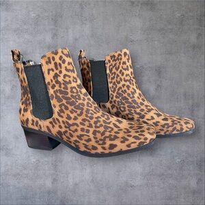 Leopard Print Ellie Wide Width Bootie Chelsea Pull On Ankle Boots Last Pair